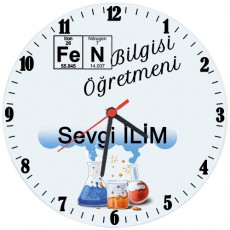 Fen Bilgisi Öğretmeni Hediyesi Saat (Cam 29cm)